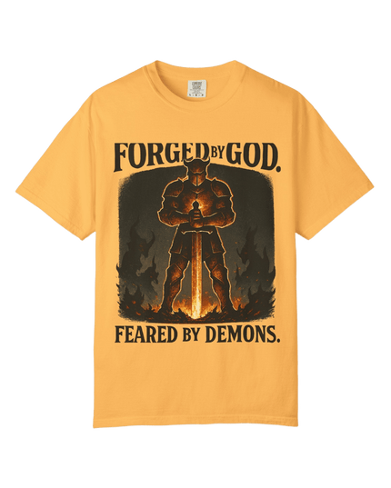 Forged by God – Feared by Demons T-Shirt | Christian Warrior Streetwear - No - Return - Apparel