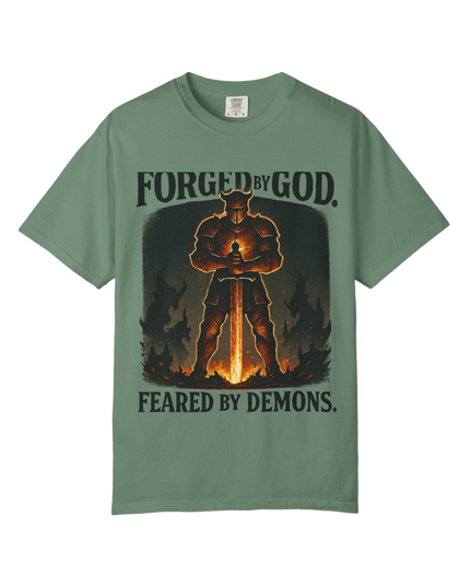 Forged by God – Feared by Demons T-Shirt | Christian Warrior Streetwear