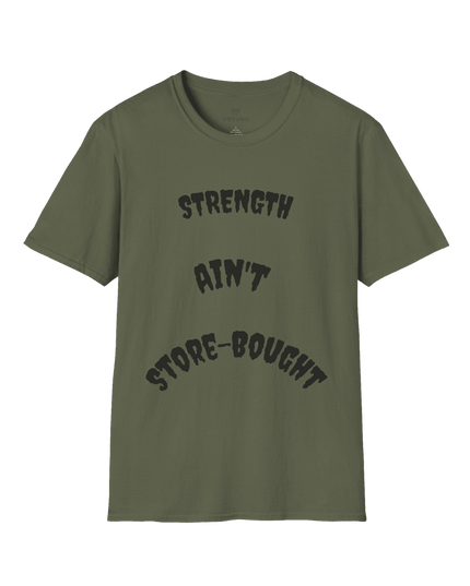 Strength Ain't Store - Bought T-Shirt — "God Built Different" Inspirational Tee - No - Return - Apparel