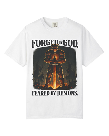 Forged by God – Feared by Demons T-Shirt | Christian Warrior Streetwear