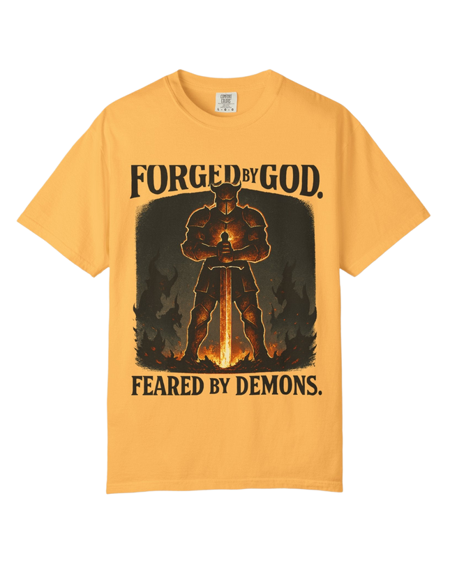 Forged by God – Feared by Demons T-Shirt | Christian Warrior Streetwear